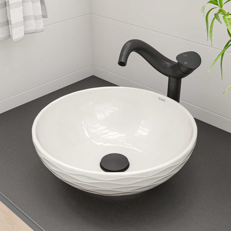 Alfi Brand Black Matte Tall Wave Single Lever Bathroom Faucet AB1570-BM